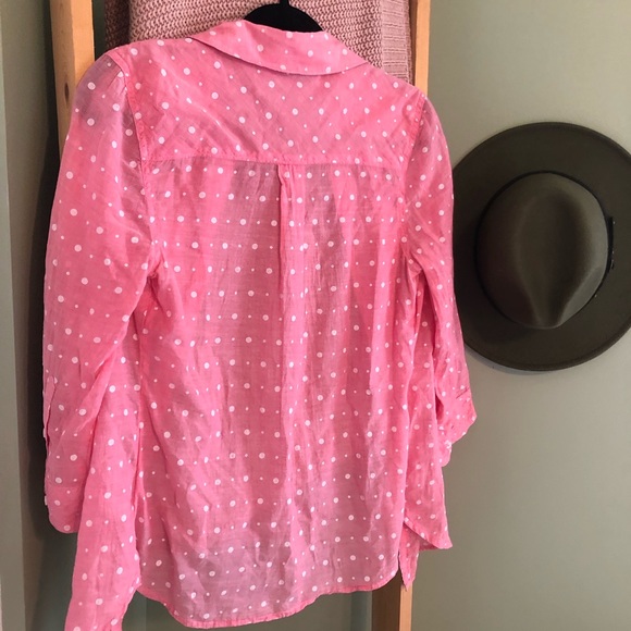 So Perfect Polka Dot Pink Button Down - Picture 2 of 3